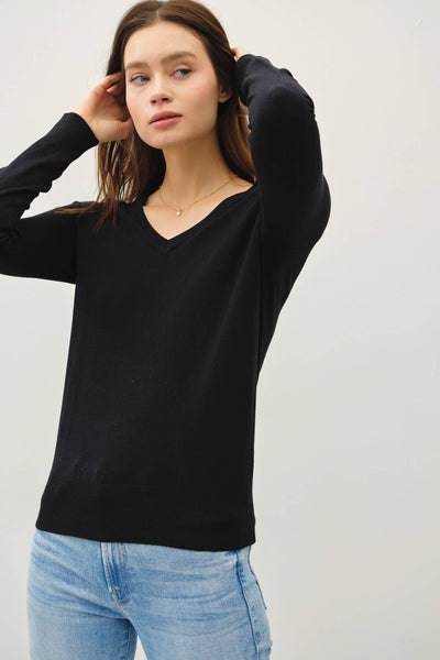 First Frost V-Neck Sweater - Black