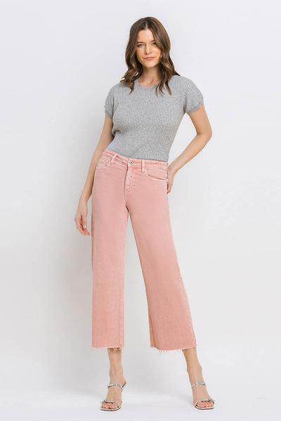 Kaylen High Rise Wide Leg Crop - Pink