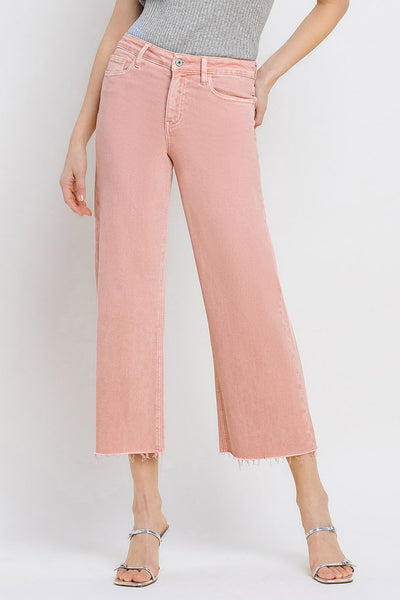 Kaylen High Rise Wide Leg Crop - Pink