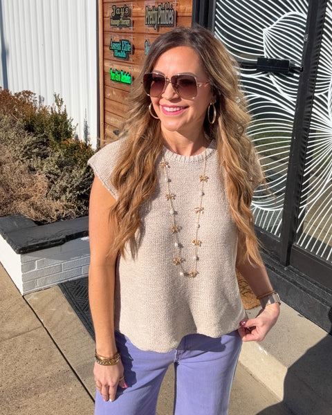 Sloane Sleeveless Sweater - Sandy Beige