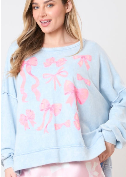 Ribbons and Bows Sweatshirt - Blue