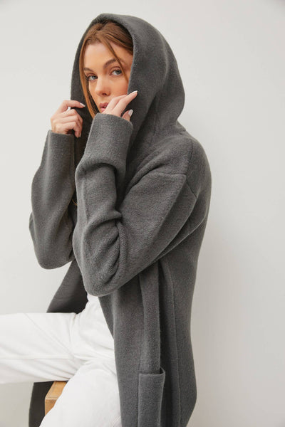 Cozy Mindset Hooded Coatigan - Spruce