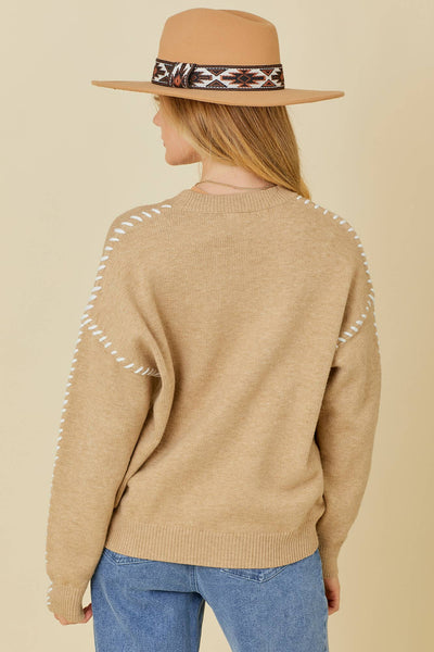 Emilia Ribbon Sweater - Taupe