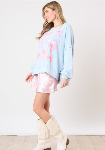 Ribbons and Bows Sweatshirt - Blue