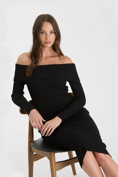 Charlotte Off The Shoulder Dress - Black