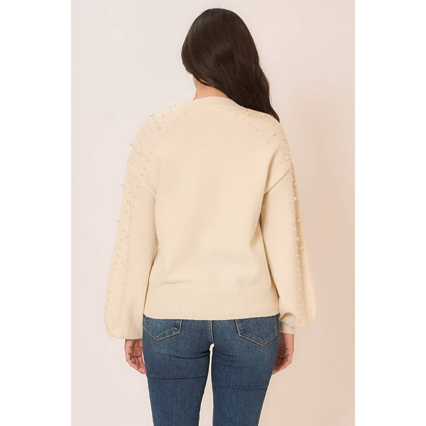 Elodie Pearl Sleeve Sweater - Cream