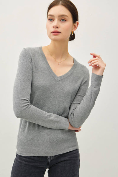 First Frost V-Neck Sweater - Heather Grey