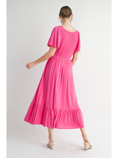 Delise Midi Dress - Fuchsia