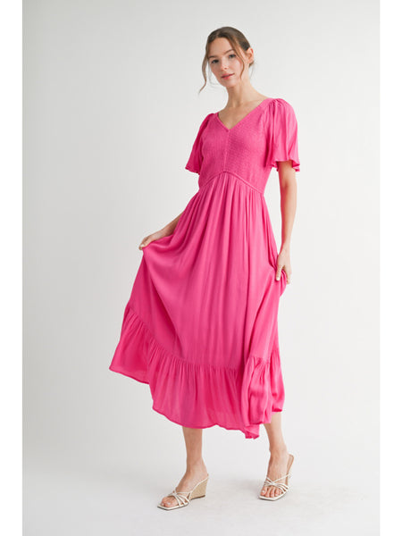 Delise Midi Dress - Fuchsia