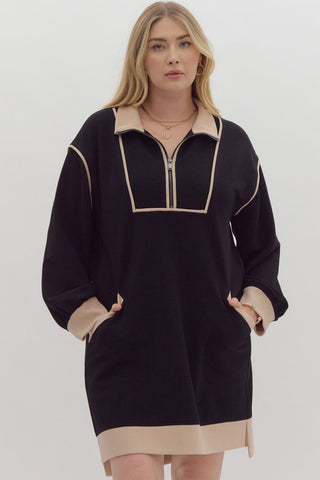 Estella Zip Up Dress - Black