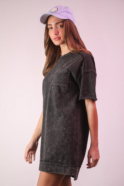 Joey Mineral Washed Dress - Black