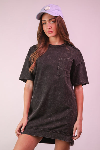 Joey Mineral Washed Dress - Black