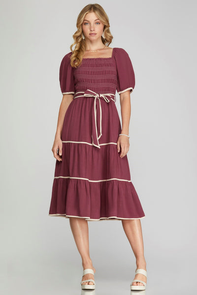 Sutton Tiered Dress - Berry