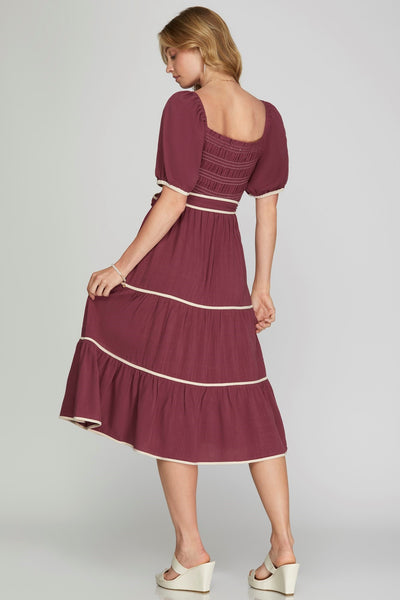 Sutton Tiered Dress - Berry