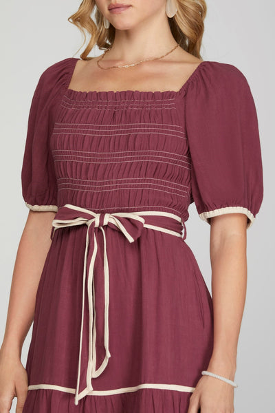 Sutton Tiered Dress - Berry