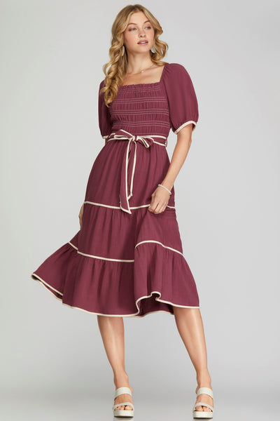 Sutton Tiered Dress - Berry