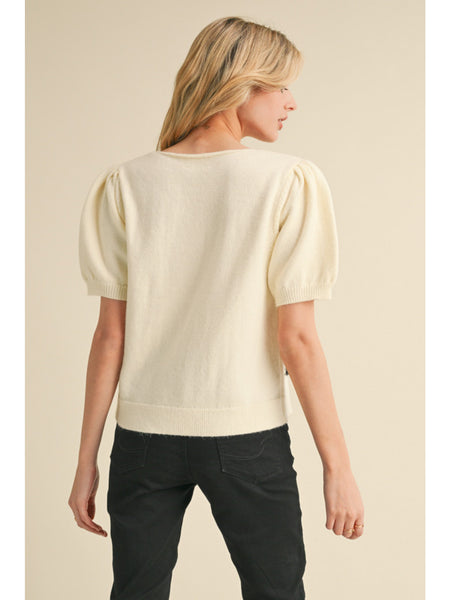 Briella Bow Short Sleeve Sweater