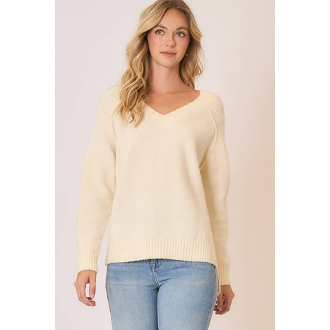 Callie V-Neck Sweater - Cream