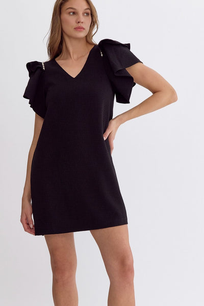 Taytum Pearl Detail Dress - Black