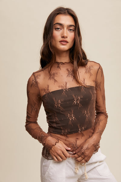 Lyla Lace Top - Mocha