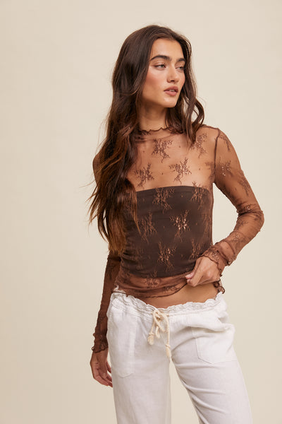 Lyla Lace Top - Mocha