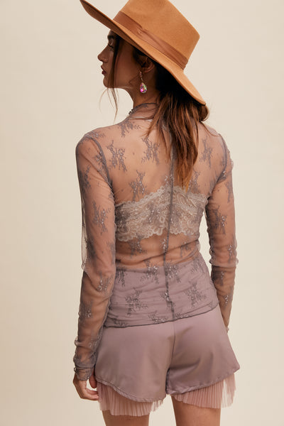 Lyla Lace Top - Grey