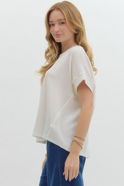 Lois Ribbed Top - Off White