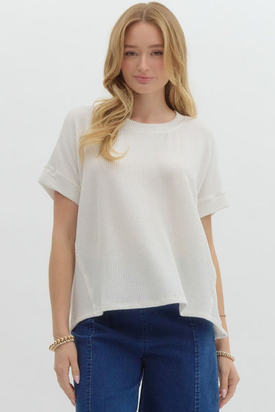 Lois Ribbed Top - Off White