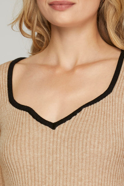 Bria Sweetheart Neckline Top - Taupe