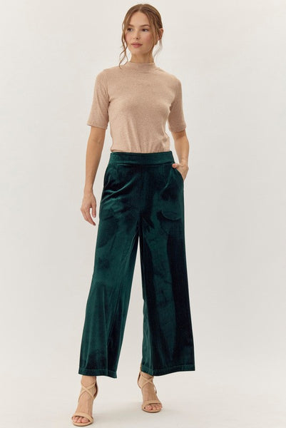 Magic In Me Velvet Pants - Hunter Green